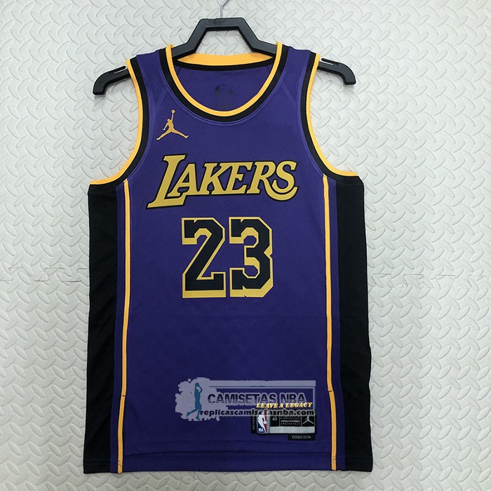 Camiseta Los Angeles Lakers LeBron James NO 23 Statement 2022-23 Violeta